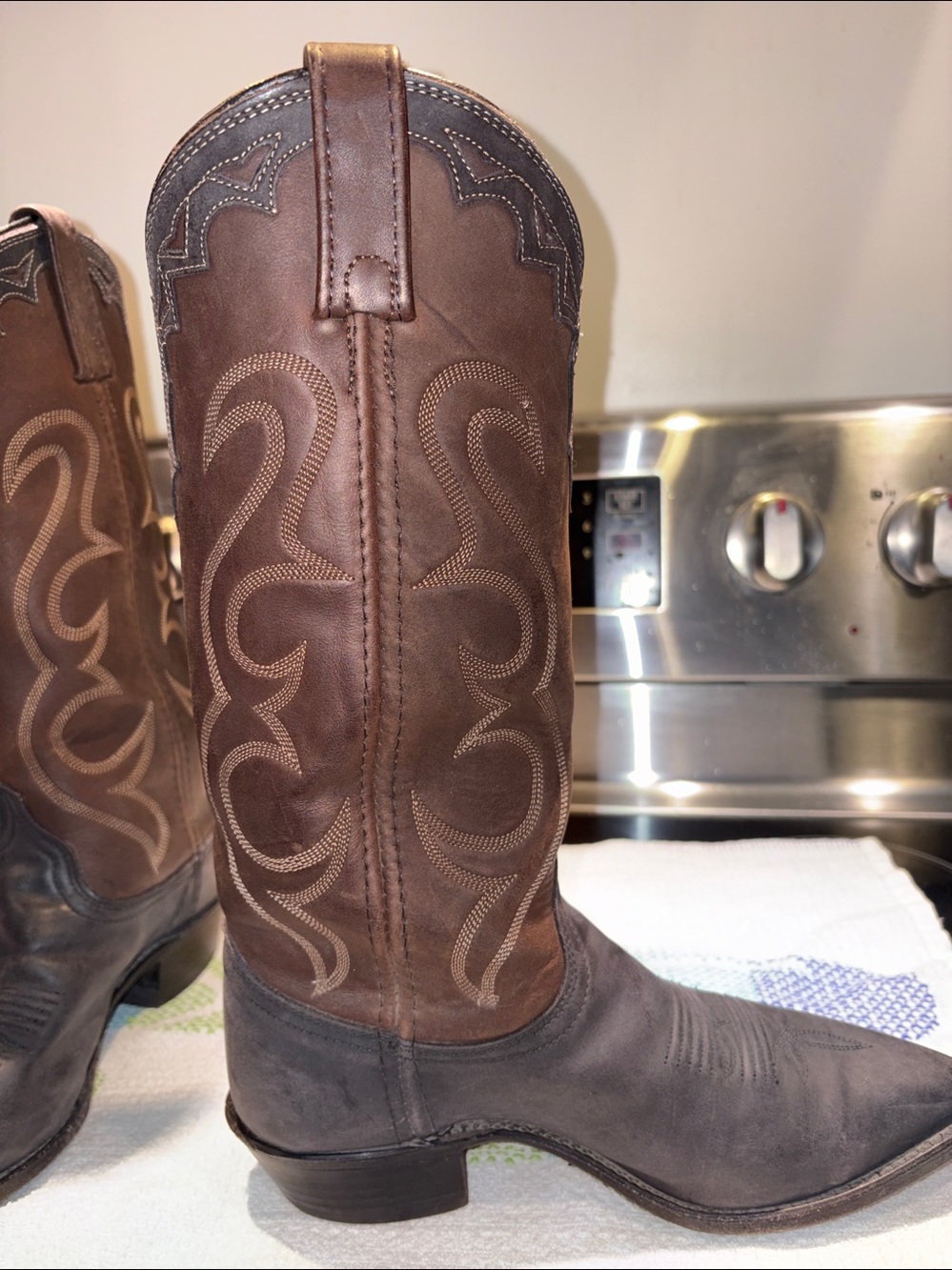 Dan post 2 Tone Cowboy Boots Leather Woman’s Sz 6.5 - Picture 9 of 13